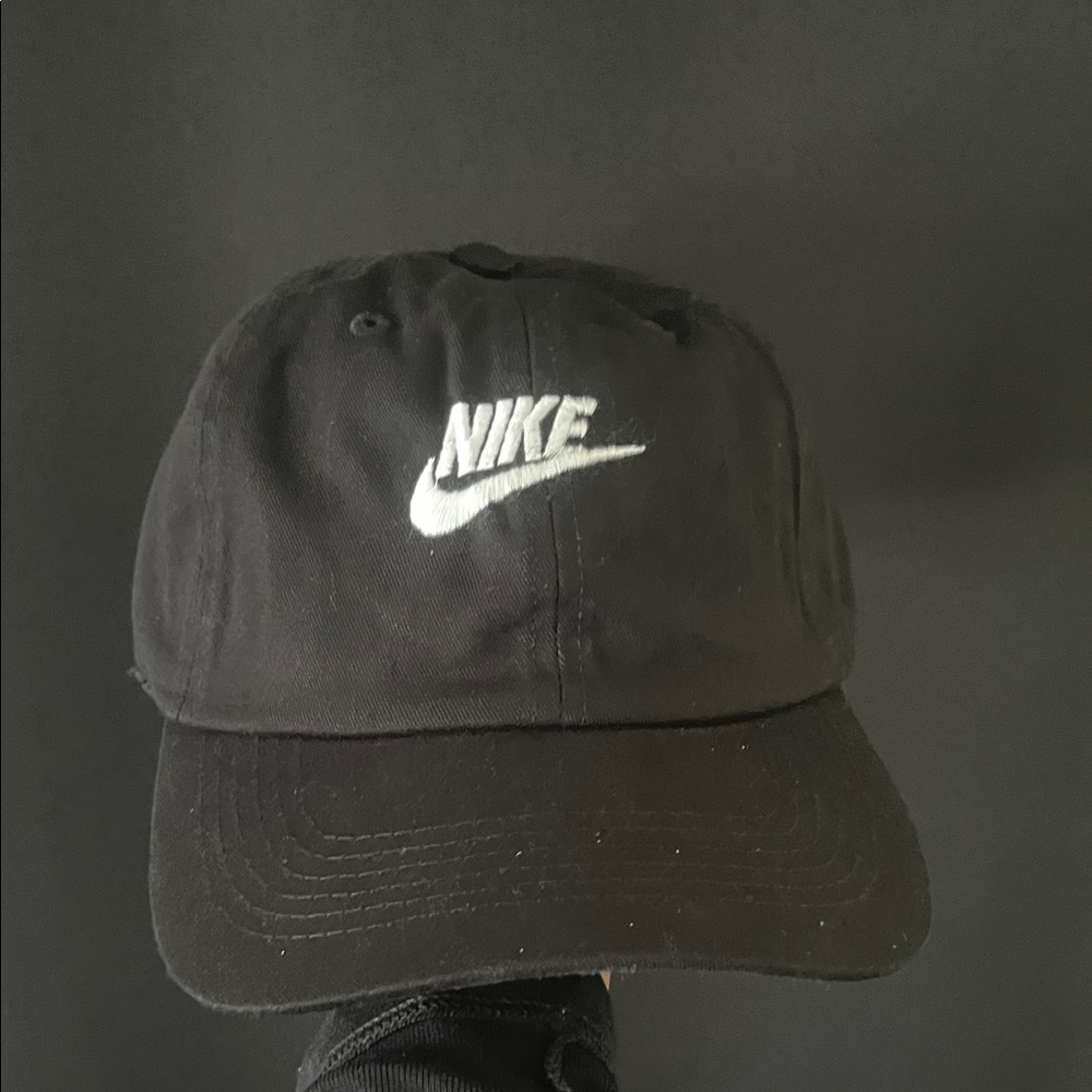 Nike Black Cap with White Swoosh Logo